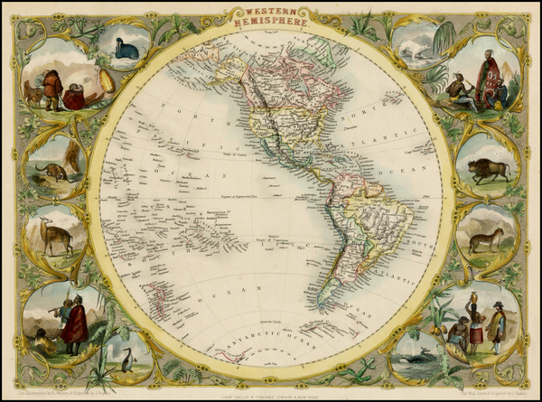 31-World, World, Western Hemisphere, South America and America Map By John Tallis