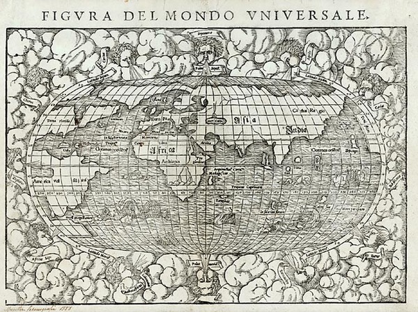 36-World and World Map By Sebastian Munster