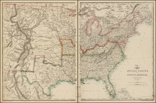 44-Texas and Rocky Mountains Map By Theodore Ettling  &  Day & Son