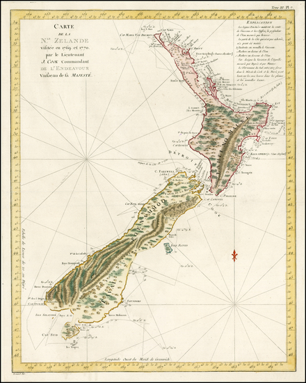 90-New Zealand Map By James Cook