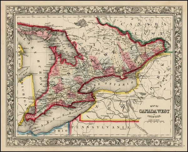 19-Midwest and Canada Map By Samuel Augustus Mitchell Jr.