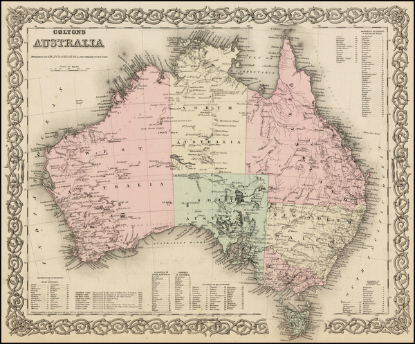 11-Australia Map By Joseph Hutchins Colton