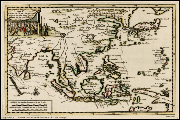 48-China, Japan, Korea, India and Southeast Asia Map By Pieter van der Aa