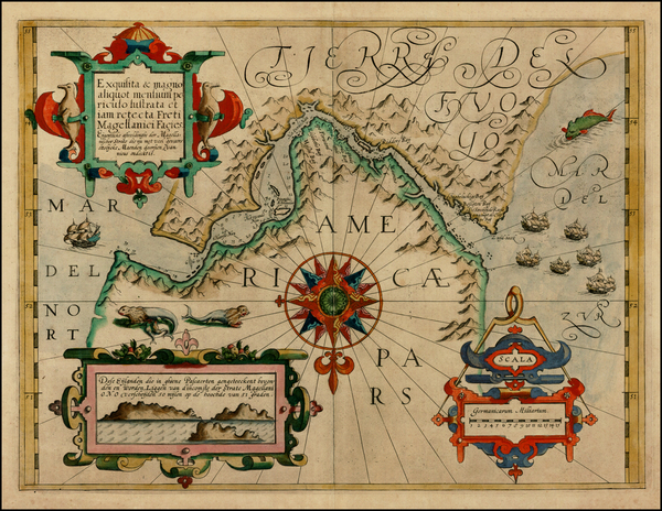 82-Polar Maps and South America Map By Gerard Mercator