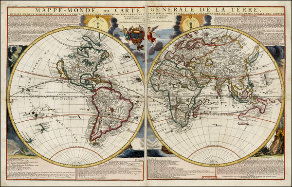 38-World and Celestial Maps Map By Nicolas de Fer