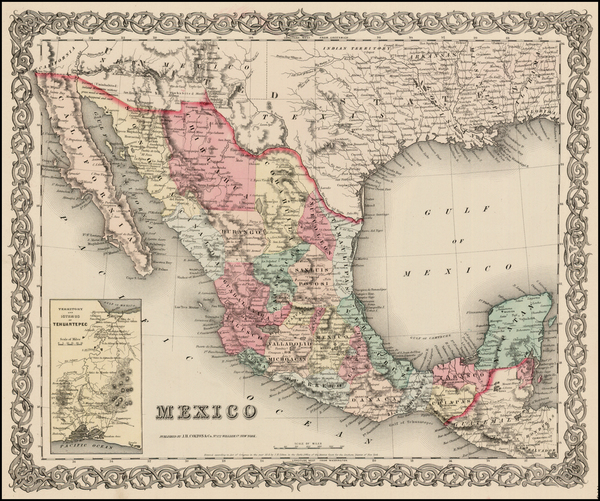 28-Mexico, Baja California and Central America Map By Joseph Hutchins Colton
