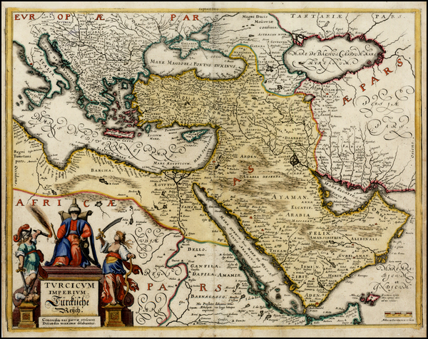 58-Turkey, Mediterranean, Middle East and Turkey & Asia Minor Map By Matthaus Merian