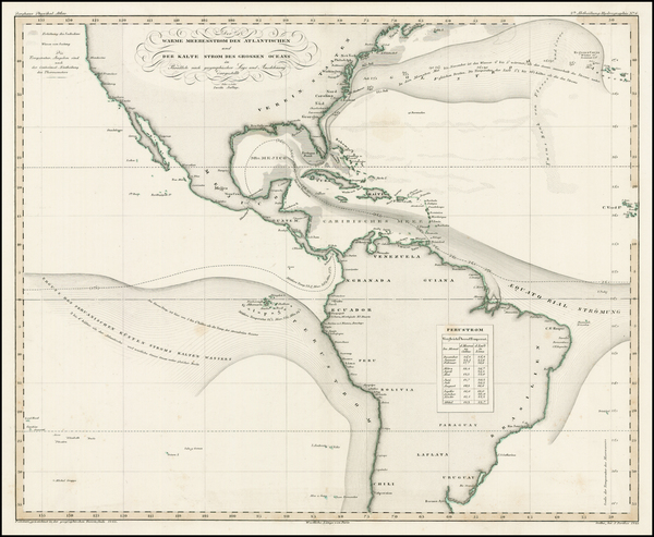 63-Atlantic Ocean and Pacific Map By Heinrich Berghaus