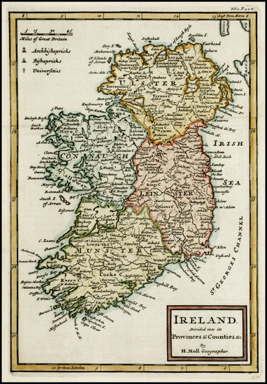 64-Ireland Map By Herman Moll