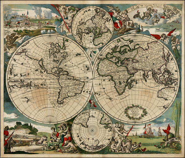20-World, World and Polar Maps Map By Justus Danckerts