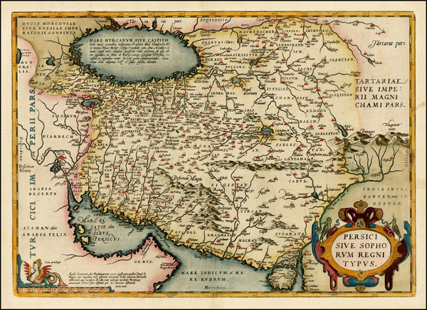 71-Central Asia & Caucasus and Middle East Map By Abraham Ortelius