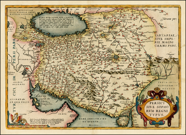 89-Central Asia & Caucasus and Middle East Map By Abraham Ortelius