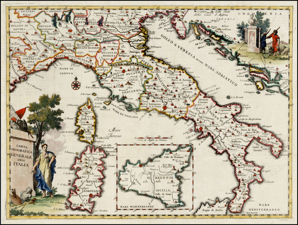 46-Italy and Balearic Islands Map By Giambattista Albrizzi