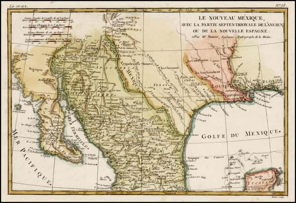67-Texas, Southwest, Mexico and Baja California Map By Rigobert Bonne