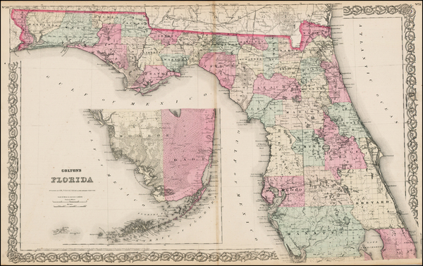 51-Florida Map By G.W.  & C.B. Colton