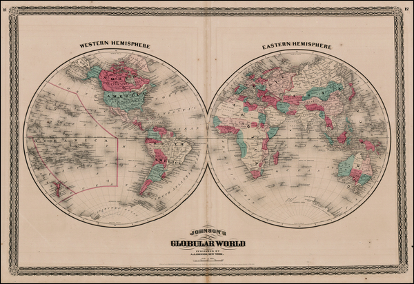 76-World and World Map By Benjamin P Ward  &  Alvin Jewett Johnson