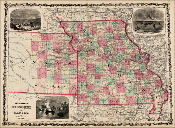 39-Midwest and Plains Map By Benjamin P Ward  &  Alvin Jewett Johnson