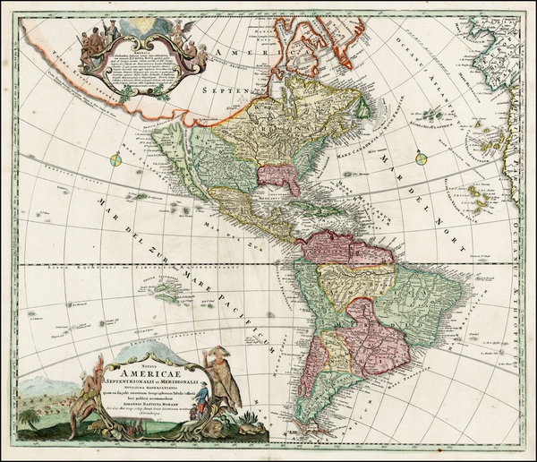 18-Western Hemisphere and America Map By Johann Baptist Homann