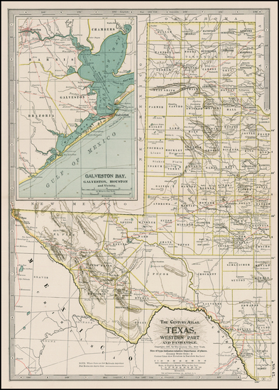 63-Texas and Southwest Map By The Century Company