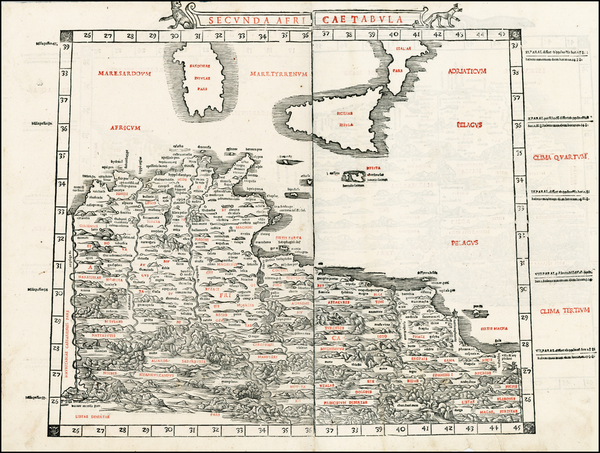 60-Europe, Mediterranean, Africa, North Africa and Balearic Islands Map By Bernardus Sylvanus