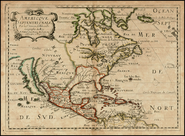 76-Midwest, North America and California Map By Nicolas Sanson