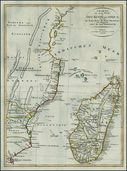 14-East Africa and African Islands, including Madagascar Map By Weimar Geographische Institut