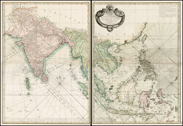 54-Indian Ocean, China, Japan, Korea, India, Southeast Asia and Other Islands Map By Jean Lattr&ea