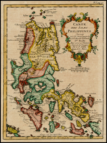 96-Philippines Map By Jacques Nicolas Bellin