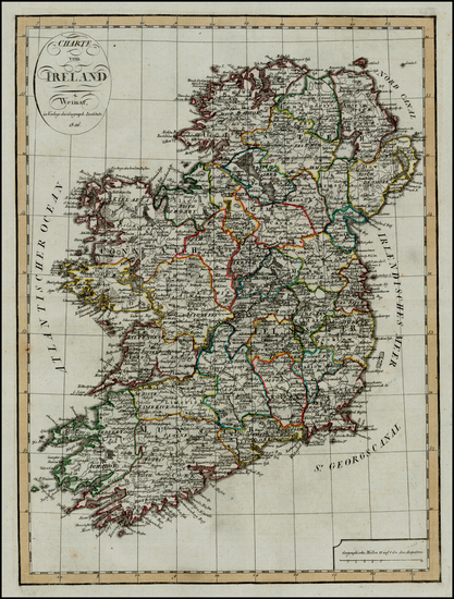 8-Ireland Map By Weimar Geographische Institut