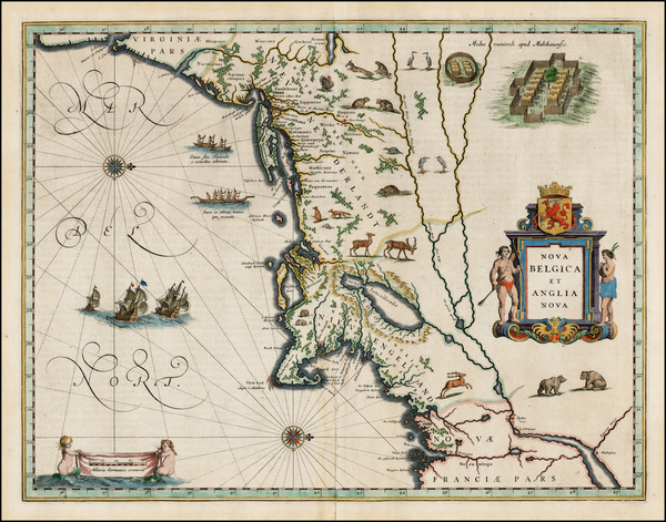 58-New England and Mid-Atlantic Map By Willem Janszoon Blaeu