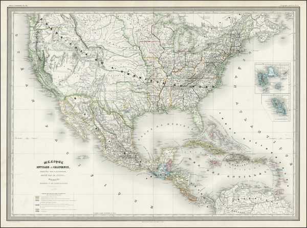 52-United States and Mexico Map By Adolphe Hippolyte Dufour