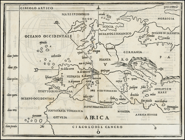 59-Europe, Europe and Mediterranean Map By Benedetto Bordone