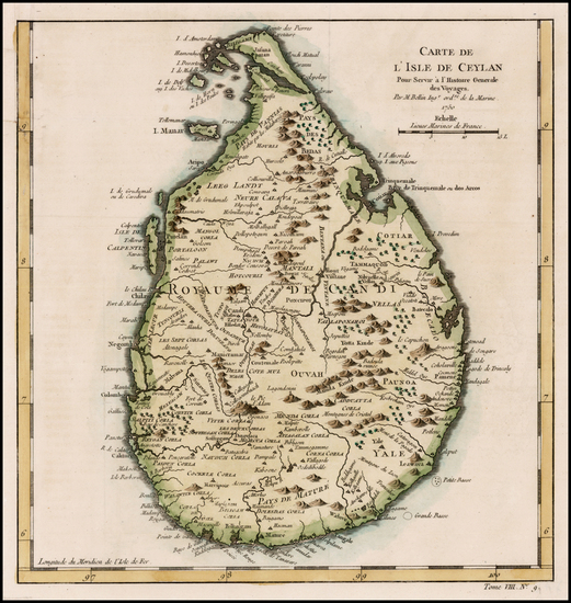 77-India and Other Islands Map By Jacques Nicolas Bellin