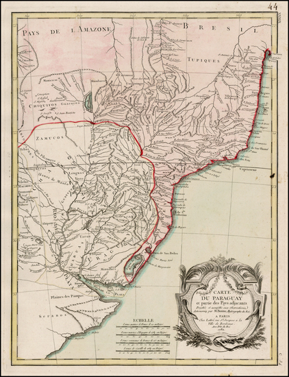 84-South America and Paraguay & Bolivia Map By Rigobert Bonne / Jean Lattré