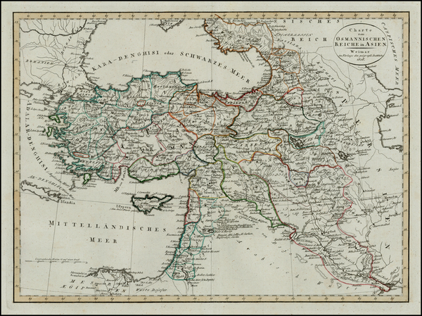 32-Central Asia & Caucasus, Middle East, Turkey & Asia Minor and Balearic Islands Map By W