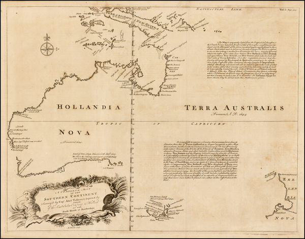 47-Australia and New Zealand Map By Emanuel Bowen