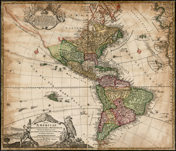 38-Western Hemisphere, South America and America Map By Johann Baptist Homann