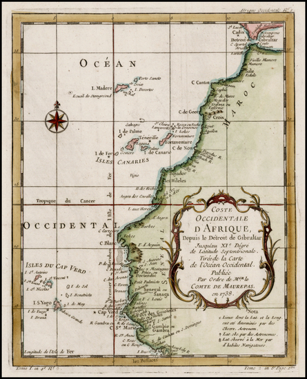 38-North Africa and West Africa Map By Jacques Nicolas Bellin