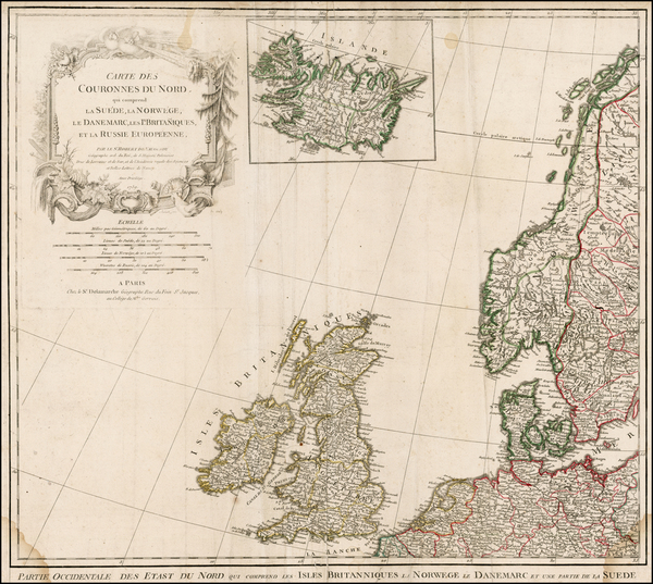 8-British Isles, Scandinavia and Iceland Map By Gilles Robert de Vaugondy