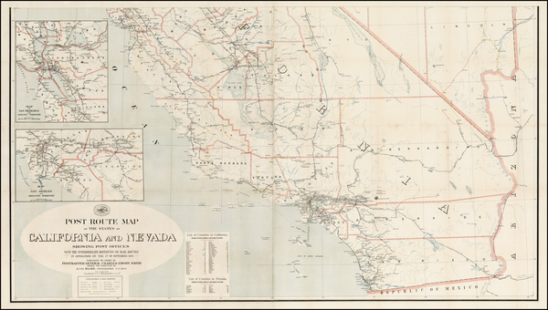 27-California Map By U.S. Post Office Department