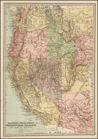 99-Southwest, Rocky Mountains and California Map By T. Ellwood Zell