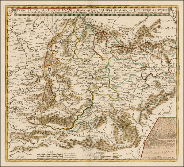 45-Romania Map By Nicolas de Fer / Guillaume Danet