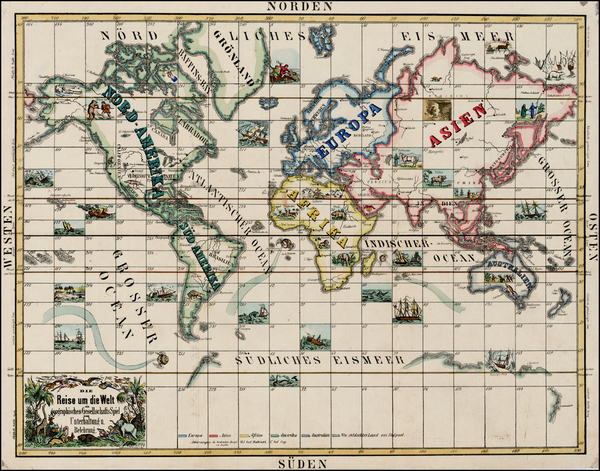 13-World, World, Southern Hemisphere, Polar Maps, Atlantic Ocean, North America, South America, Eu