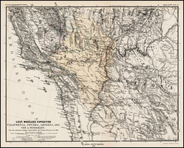 47-Southwest, Rocky Mountains and California Map By Augustus Herman Petermann