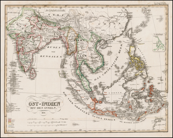 98-China, India, Southeast Asia and Philippines Map By Adolf Stieler