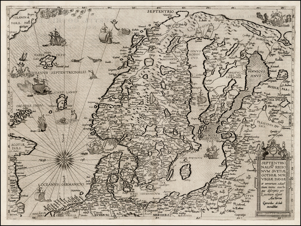 88-Atlantic Ocean, Russia, Baltic Countries and Scandinavia Map By Gerard de Jode