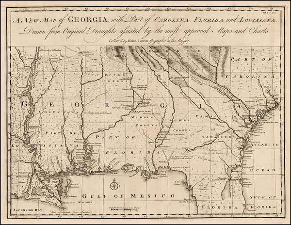 50-South and Southeast Map By Emanuel Bowen