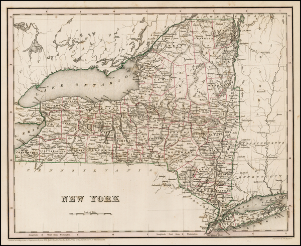 90-New York State Map By Thomas Gamaliel Bradford