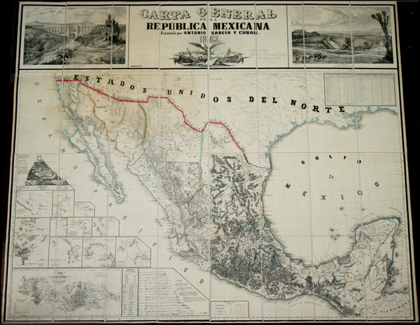 16-Texas, Southwest and Mexico Map By Antonio Garcia y Cubas