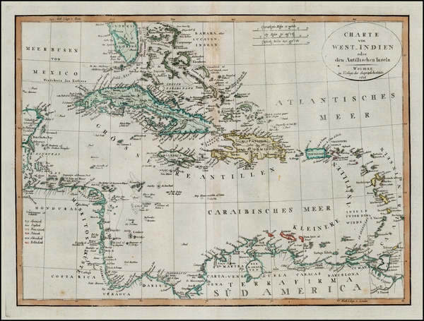 88-Caribbean and Central America Map By Weimar Geographische Institut